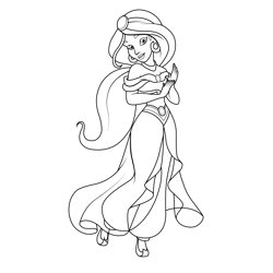 Jasmine from Aladin Free Coloring Page for Kids