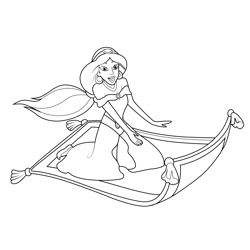 Jasmine on Carpet Free Coloring Page for Kids