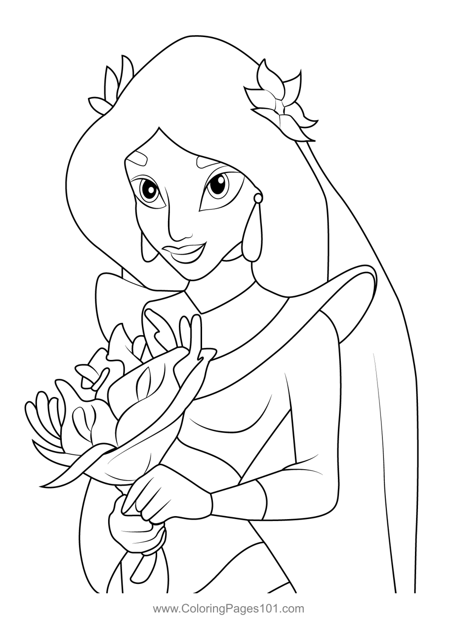Princess Jasmine Wedding Coloring Page for Kids Free Jasmine