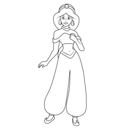 Princess Jasmine in Dress Free Coloring Page for Kids