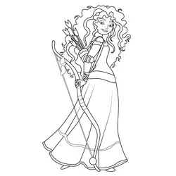 Merida with Bow and Arrow Free Coloring Page for Kids