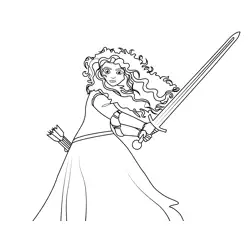 Princess Merida Warrior Free Coloring Page for Kids