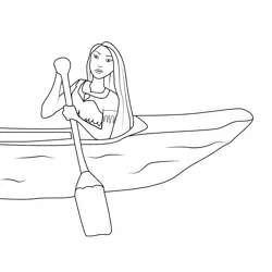 Pocahontas Rowing Boat Free Coloring Page for Kids