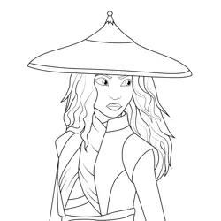 Raya with Hat Free Coloring Page for Kids