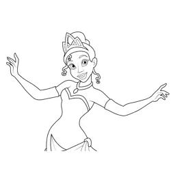 Happy Princess Tiana Free Coloring Page for Kids