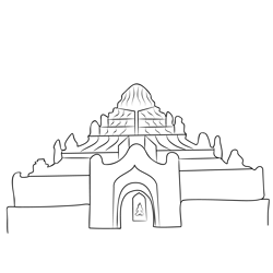 Dhammayangyi Temple Free Coloring Page for Kids