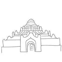 Dhammayangyi Temple Free Coloring Page for Kids