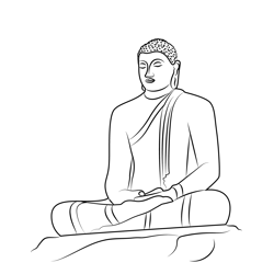 Meditating Buddha Statue Free Coloring Page for Kids