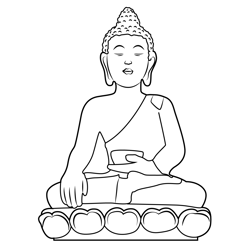 Sitting Buddha Sculpture Free Coloring Page for Kids