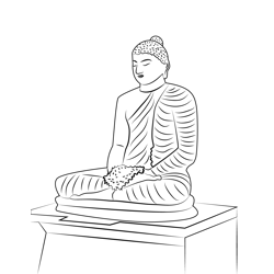 Sitting Buddha Statue Free Coloring Page for Kids