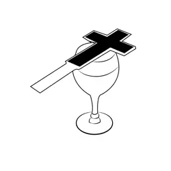 Christian Cross On Glass Free Coloring Page for Kids