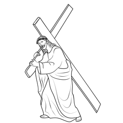 Jesus Carrying Cross Free Coloring Page for Kids