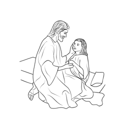 Jesus Healing The Sick Daughter Of Jairus Free Coloring Page for Kids