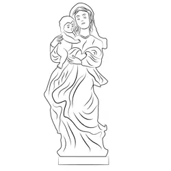 Jesus Maria With Child Free Coloring Page for Kids