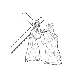 Jesus Meets His Sorrowful Mother Free Coloring Page for Kids