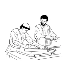 Jesus The Carpenter's Son Woodworking Free Coloring Page for Kids