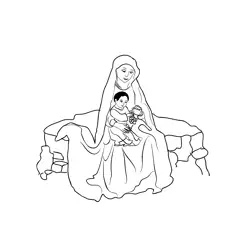Rest On The Flight Into Egypt Free Coloring Page for Kids