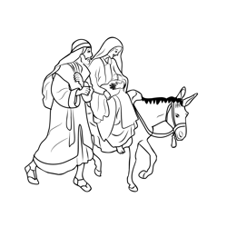 The Flight Into Egypt Free Coloring Page for Kids