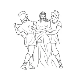 The Soldiers Tear The Clothes From Jesus Free Coloring Page for Kids
