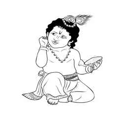 Bal Krishna Leela Free Coloring Page for Kids