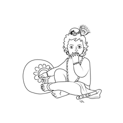 Bal Krishna Free Coloring Page for Kids