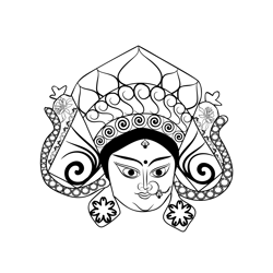 Durga Face Free Coloring Page for Kids