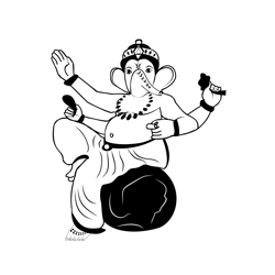 Lord Ganesh 2 Free Coloring Page for Kids