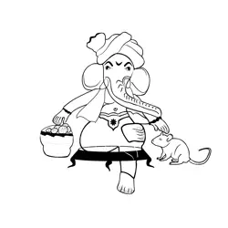 Lord Ganesh 5 Free Coloring Page for Kids