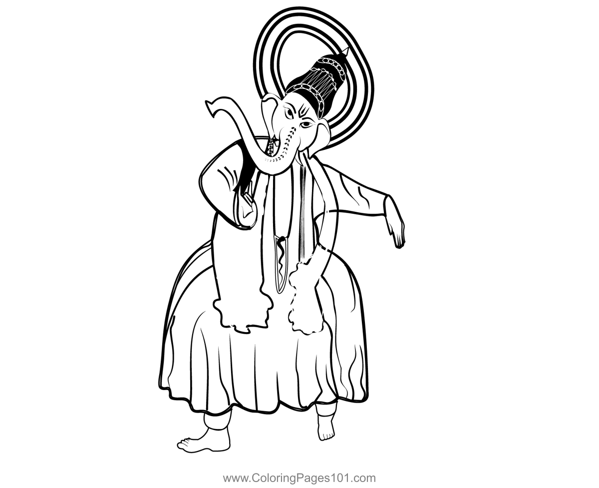 Lord Ganesh 6 Coloring Page for Kids - Free Hindu Gods Printable Coloring  Pages Online for Kids  | Coloring Pages for Kids