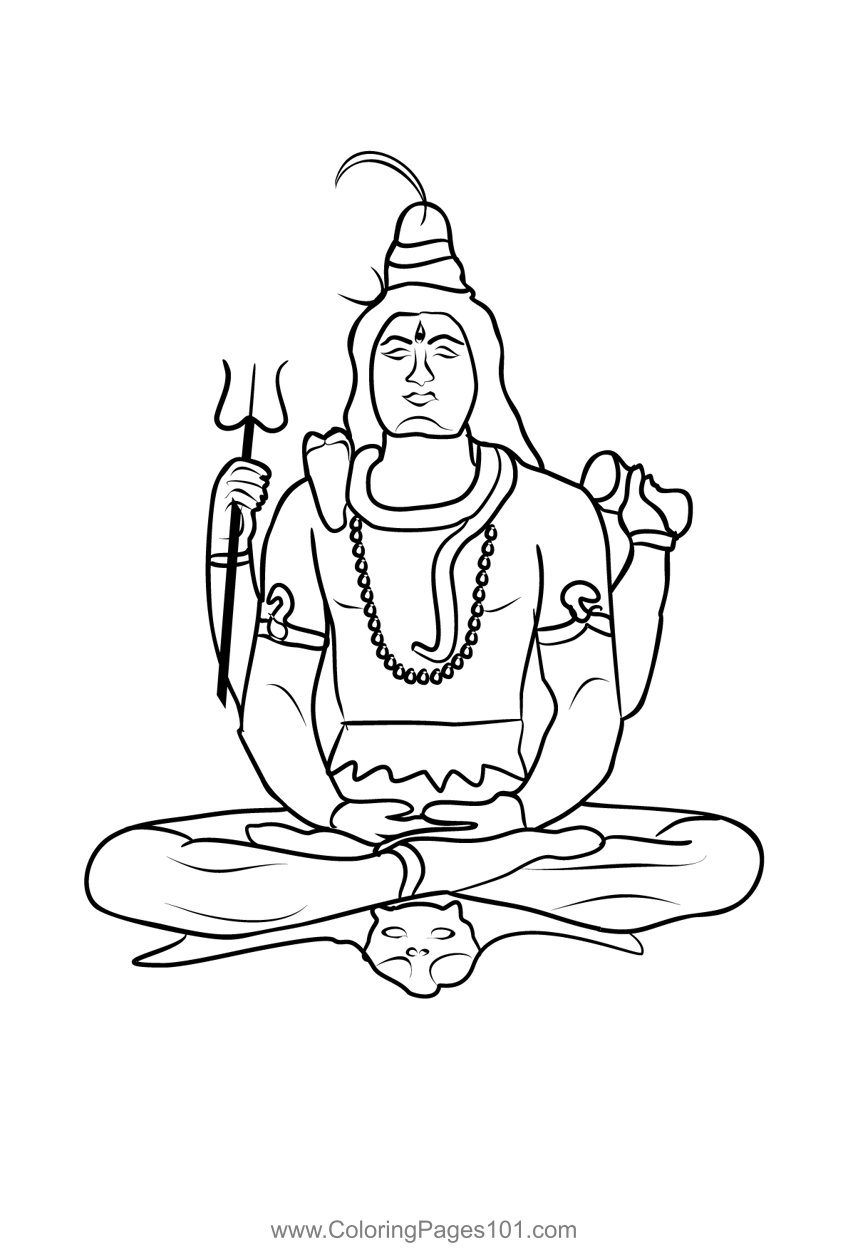 Lord Siva Coloring Page for Kids - Free Hindu Gods Printable Coloring Pages  Online for Kids  | Coloring Pages for Kids