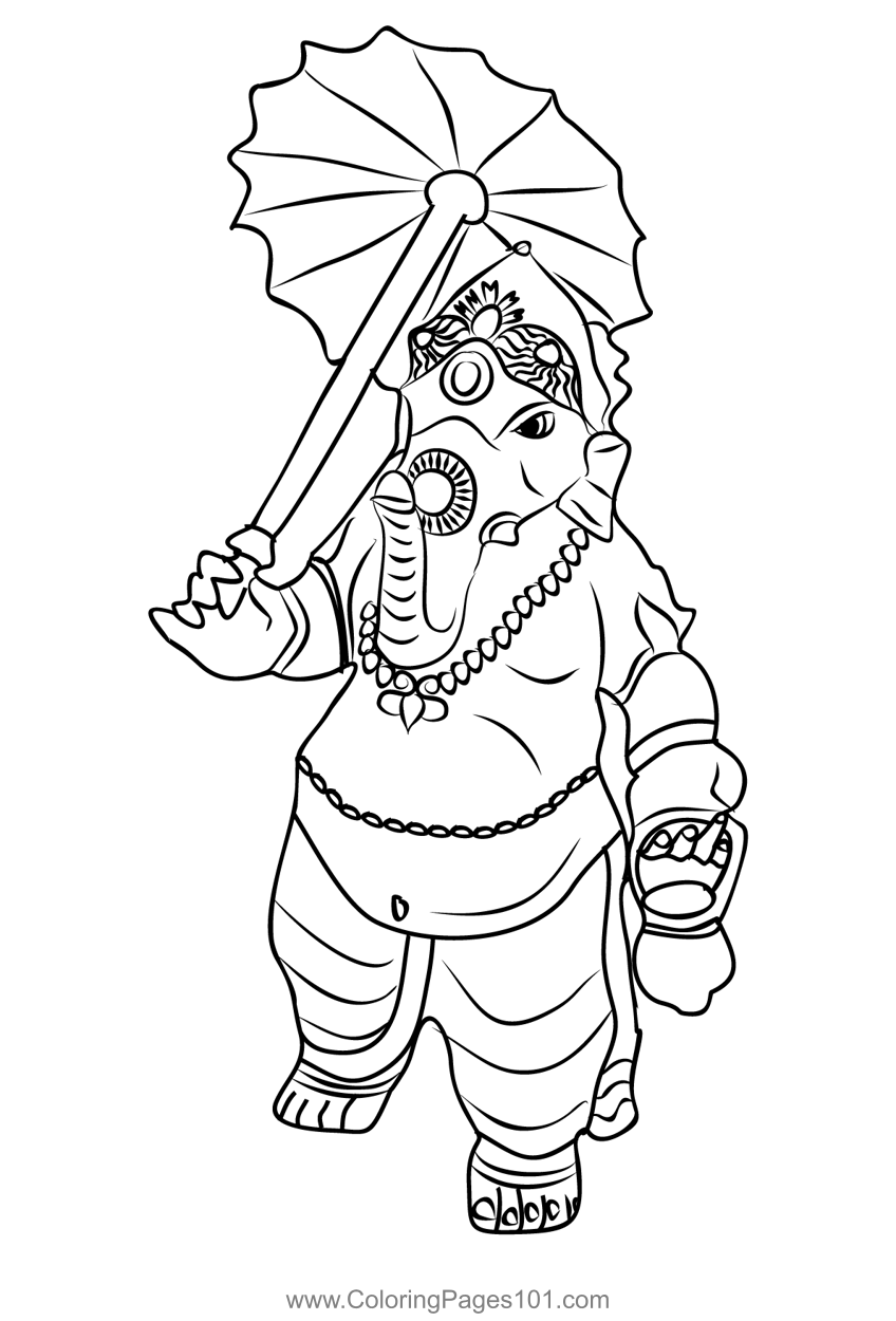Shri Ganesh Ji Coloring Page for Kids - Free Hindu Gods Printable Coloring  Pages Online for Kids  | Coloring Pages for Kids