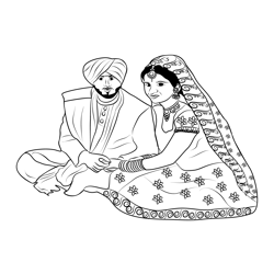Punjabi Wedding Couple Free Coloring Page for Kids
