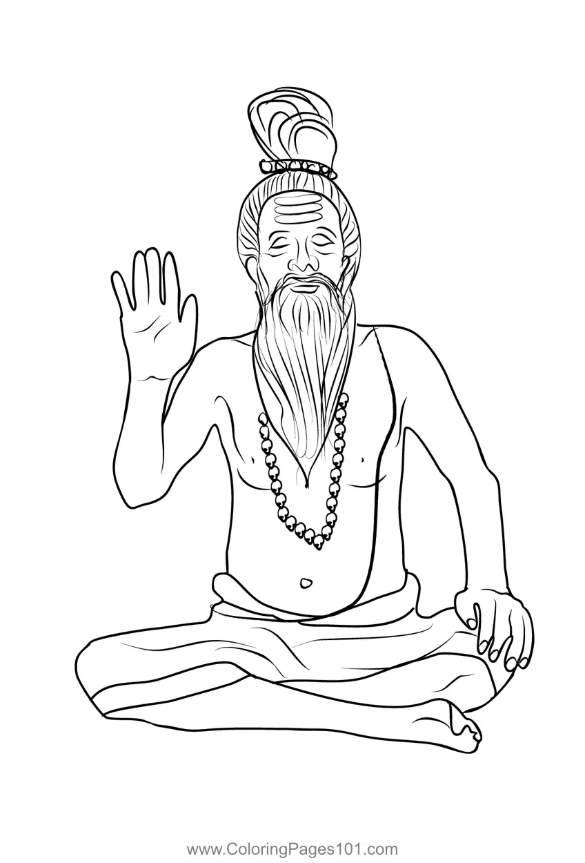 Sadhu Coloring Page for Kids - Free Hinduism Printable Coloring Pages ...