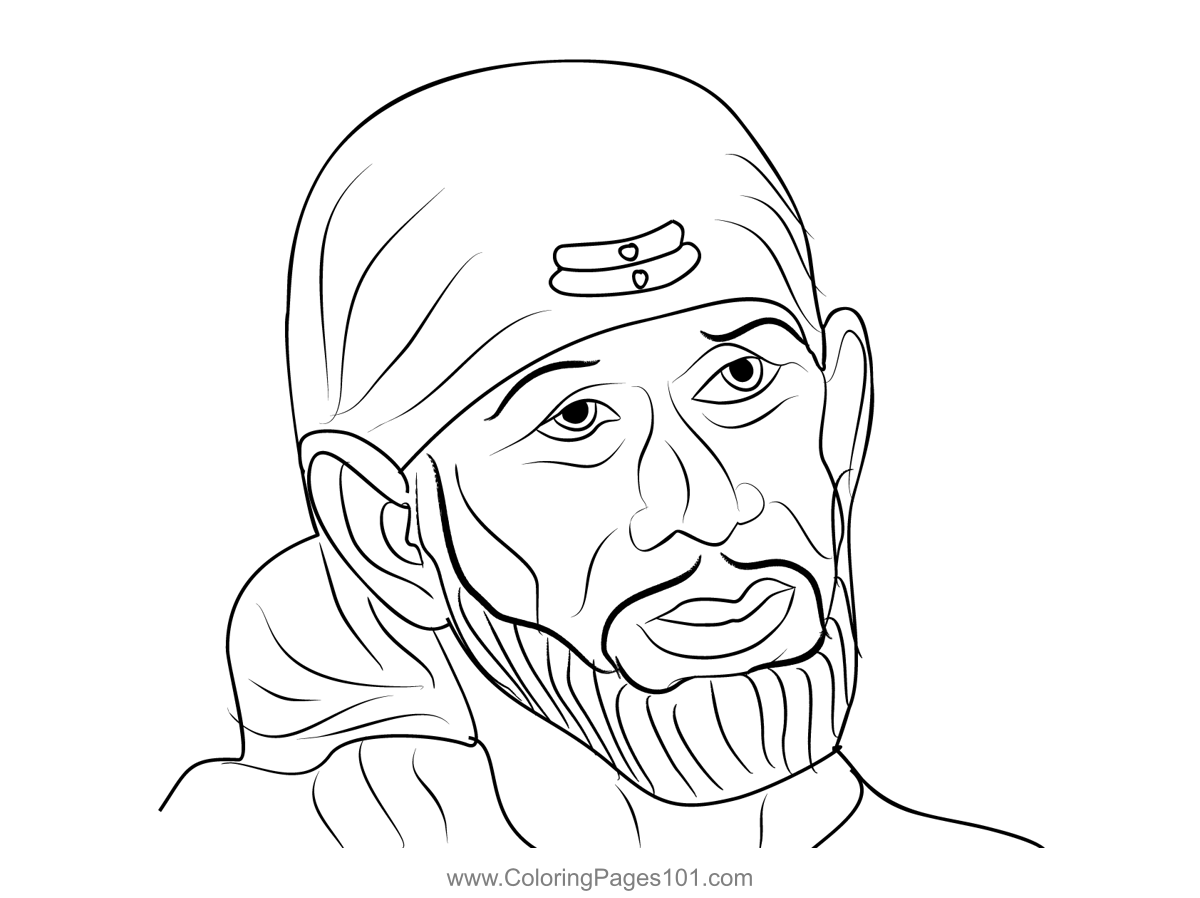 Sai Baba Coloring Page for Kids - Free Hinduism Printable Coloring