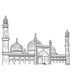 Jama Masjid Free Coloring Page for Kids