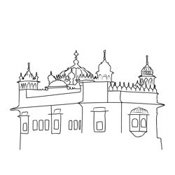Golden Temple Amritsar Free Coloring Page for Kids
