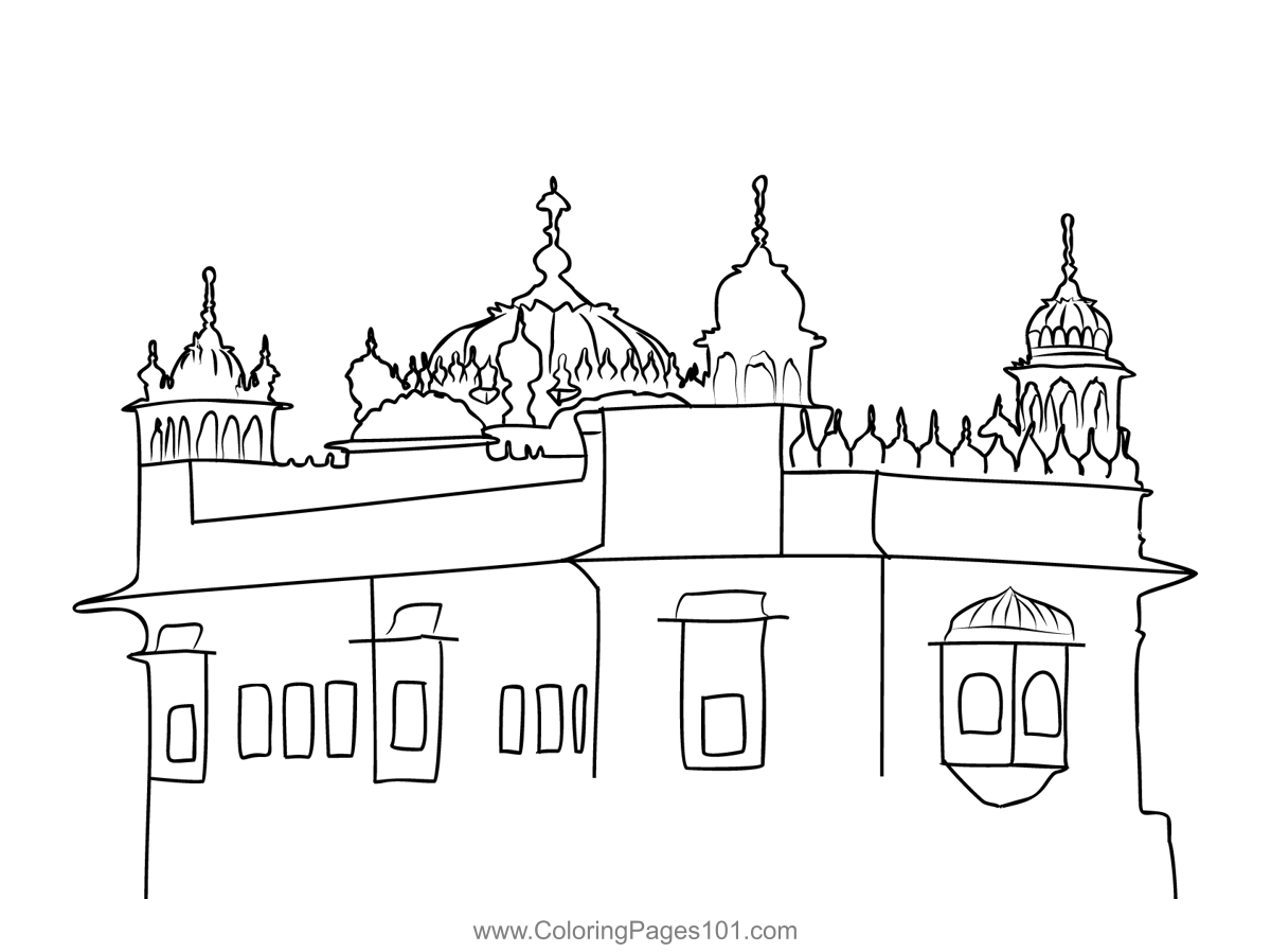 Golden Temple Amritsar Coloring Page for Kids - Free Sikhism Printable ...