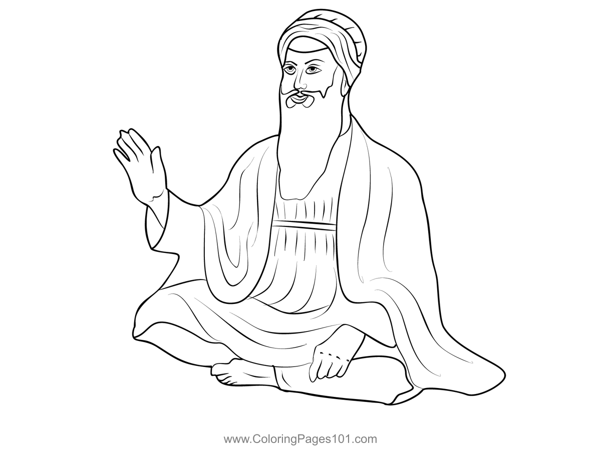 Guru Ram Das Ji Coloring Page for Kids - Free Sikhism Printable ...