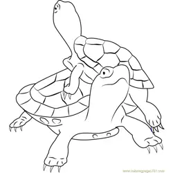Painted Turtles Climbing Free Coloring Page for Kids