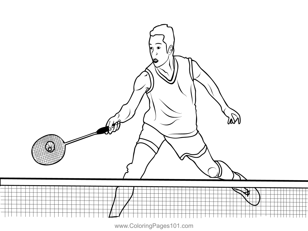 Badminton 2 Coloring Page for Kids - Free Badminton Printable Coloring