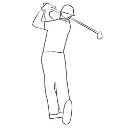 Player Playing Golf Free Coloring Page for Kids