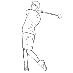 Playing Golf Free Coloring Page for Kids