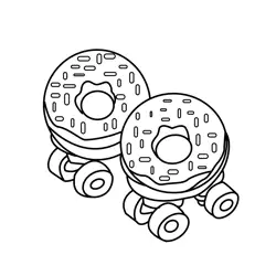 Sweet Donut Roller Skates Free Coloring Page for Kids