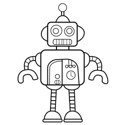 Simple Cute Robot Character Free Coloring Page for Kids