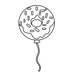 Sweet Donut Party Balloon Free Coloring Page for Kids
