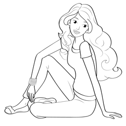 Barbie Sitting In Style Free Coloring Page for Kids