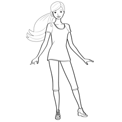 Beautiful Barbie Free Coloring Page for Kids
