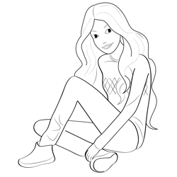 Sitting Barbie Free Coloring Page for Kids