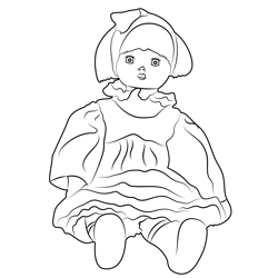 Sitting Doll Free Coloring Page for Kids
