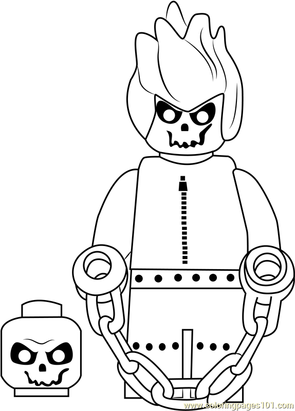 Lego Ghost Rider Coloring Page for Kids Free Lego